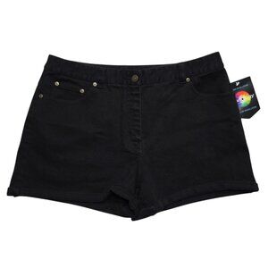 Jeanology Shorts Womens 16 Black Stretch‎ High Rise Dark Wash Denim Collection
